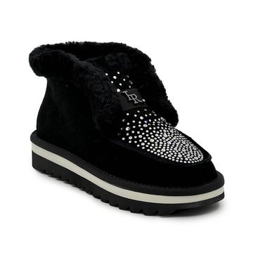 Ботинки Ilasio Renzoni черные замшевые со стразами на меху - фото 2, M256 IR NERO