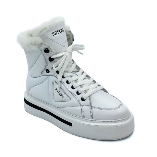 Ботинки Tuffoni белые кожаные МЕХ - фото 2, 3622002LF TUF