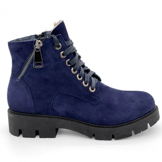 Ботинки Cover синие замшевые МЕХ - фото 1, 