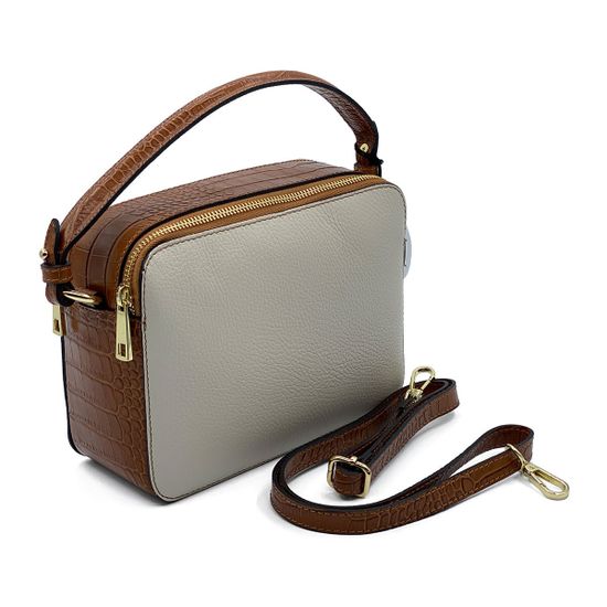 Сумка MOT CLE  кожаная бежевая/коричневая - фото 2, 