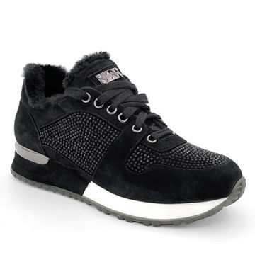 Сникерсы Gianni Renzi черные замшевые МЕХ - фото 2, RA1172D GR