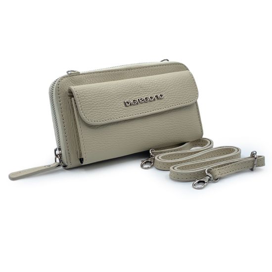 Сумка мини кросс-боди Di Gregorio бежевая кожаная - фото 2, 