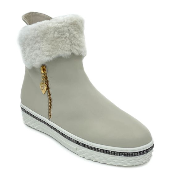 Ботинки Ilasio Renzoni бежевые кожаные МЕХ - фото 2, 