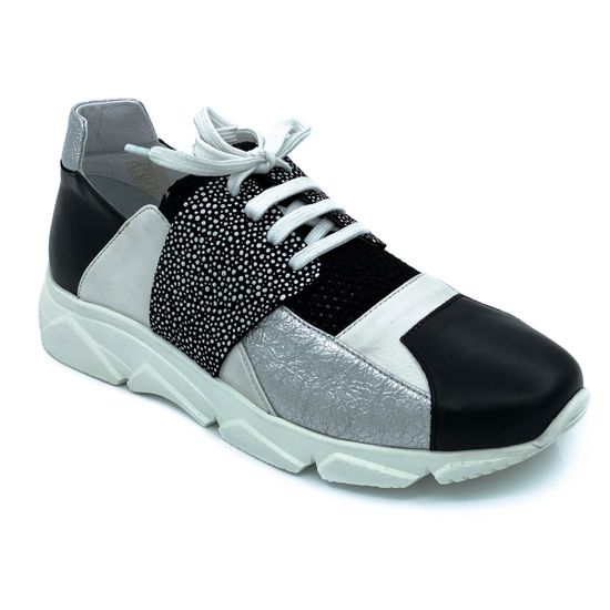 Кроссовки Donna Soft черно-серебряные кожаные - фото 2, MOT1756 DS
