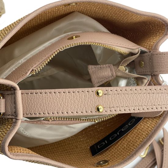 Сумка Di Gregorio розовая/бежевая кожа/текстиль - фото 6, 