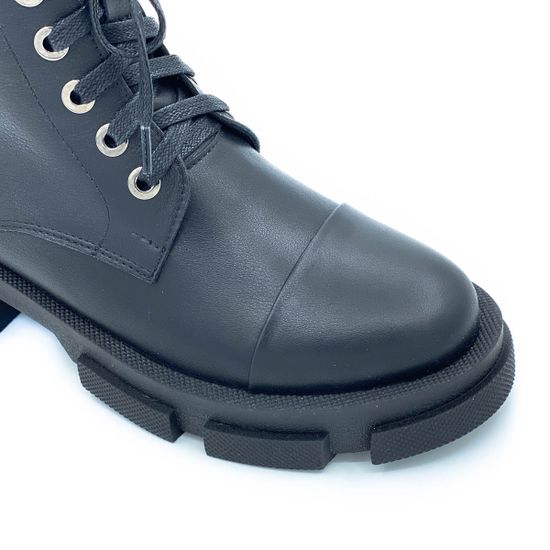 Ботинки Cover черные кожаные МЕХ - фото 6, 