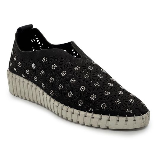 Слипоны Nila Nila черные из нубука с перфорацией - фото 2, ES025YA-175B NIL NERO