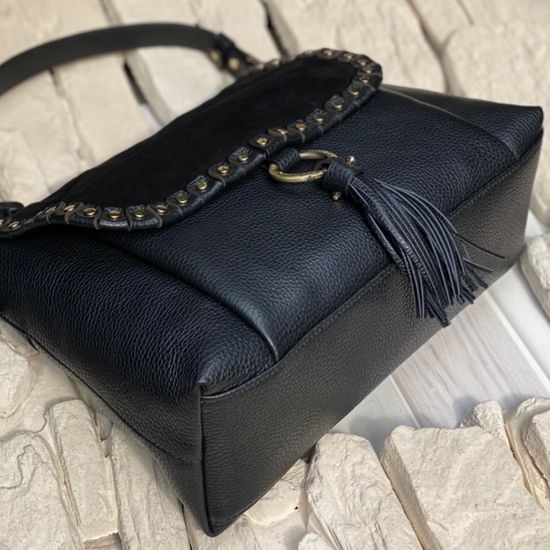 Сумка Ripani черная комбинация кожи и замши - фото 5, 