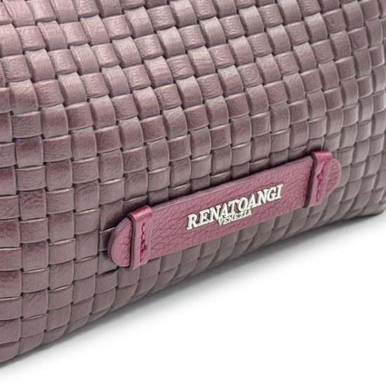 Клатч Renato Angi бордовый кожаный плетенный - фото 4,