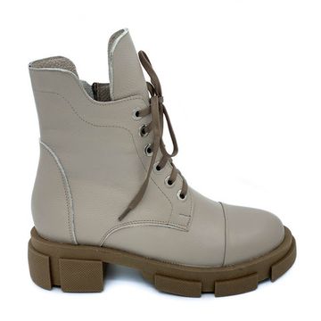 Ботинки Cover бежевые кожаные МЕХ - фото 1, 76936-2 COV