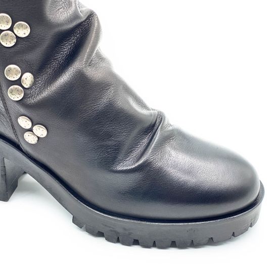 Полусапоги Mimmu черные кожаные демисезонные - фото 5, F228K6 MIM