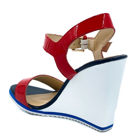 Босоножки Cover бело-сине-красные из лакированной кожи - фото 3, 
