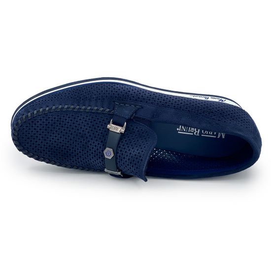 Лоферы Mario Bruni замшевые перфорированные синие - фото 5, 