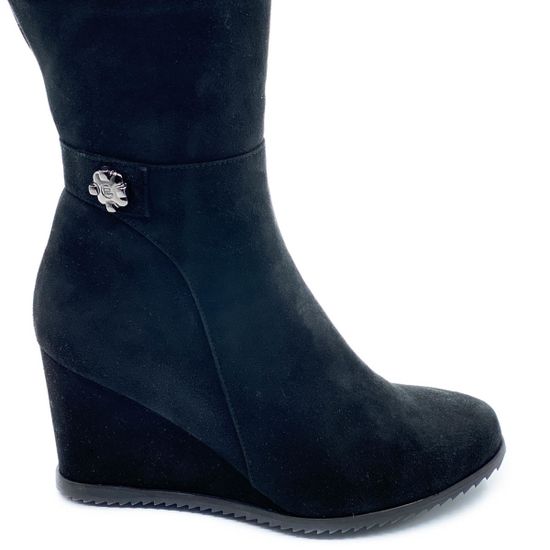 Сапоги Giorgio Piergentili черные замшевые МЕХ - фото 4, 