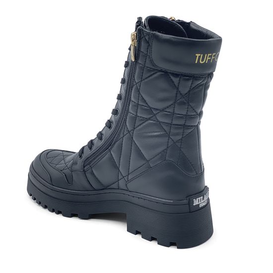 Высокие ботинки Tuffoni черные кожаные стеганные на байке - фото 3, 