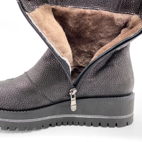 Ботинки Cover антрацит кожаные МЕХ - фото 5, 