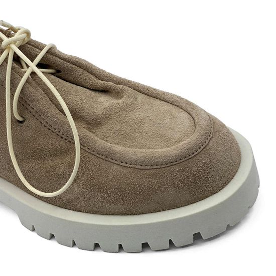 Полуботинки MIMMU замшевые бежевые со шнуровкой - фото 6, E007E2 MIM NUDE