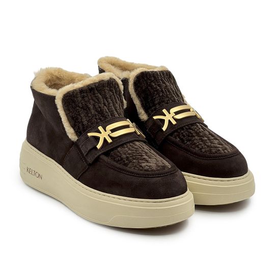 Ботинки KELTON коричневые замша/велюр на меху - фото 8, AK4304M KEL MORO