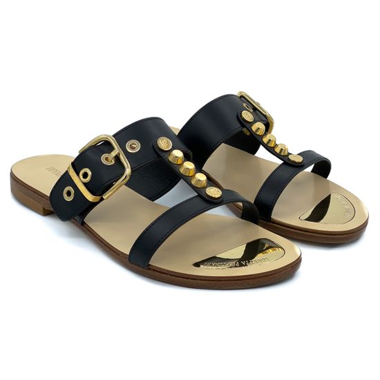 Шлепанцы Loretta Pettinari черные кожаные - фото 6, 4736 LP NAPPA