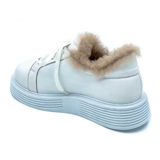 Ботинки Tuffoni белые кожаные МЕХ - фото 3, 1522114LF TUF