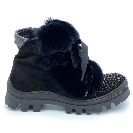 Ботинки Marzetti черные замшевые МЕХ - фото 1, 