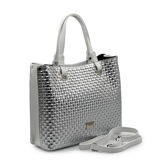 Сумка Renato Angi кожаная плетеная серебряная/белая - фото 2, 3252217 RA BIANCO