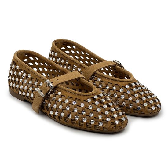 Туфли MIMMU бежевые из нубука с перфорацией - фото 7, M724M1 MIM BEIGE