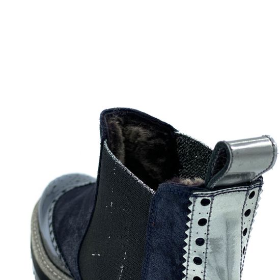 Ботинки Pertini синие МЕХ комбинация замши и наплака - фото 4, 