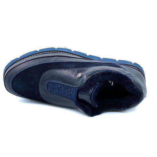 Полуботинки женские Lab Milano мех лак синие - фото 5, A11109-4 LAB