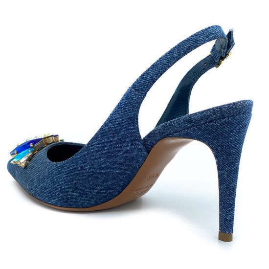 Туфли-лодочки Merlyn c открытой пяткой джинсовые - фото 3, 