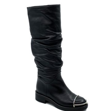 Сапоги Tiffi черные кожаные байка - фото 2, A363L TI