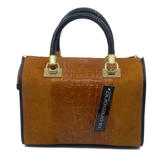 Сумка Di Gregorio рыжая крок/замша - фото 3, 