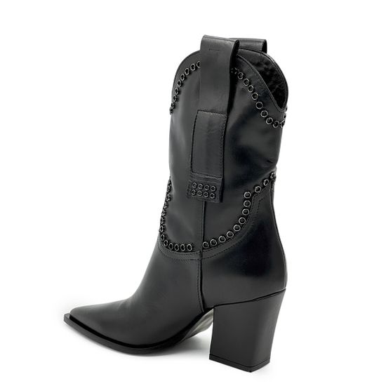 Полусапоги казаки MIMMU черные кожаные демисезонные - фото 3, M2726M11 MIM NERO