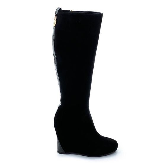 Сапоги Kelton черные замшевые МЕХ - фото 1, V7105 KEL