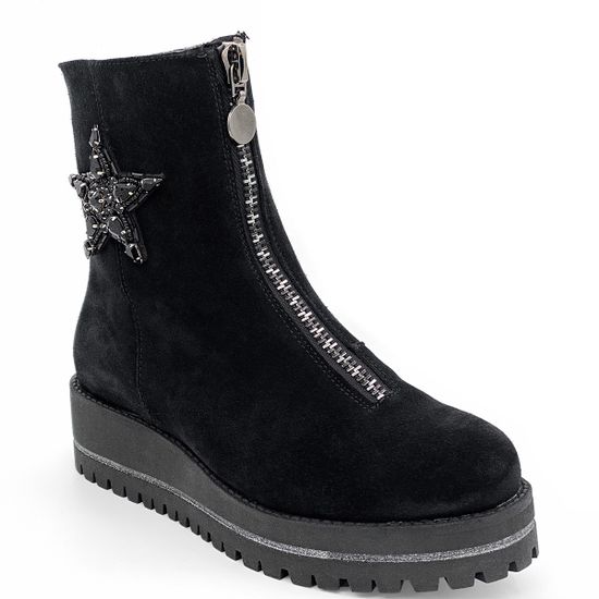 Ботинки Cover черные замшевые МЕХ - фото 2, 