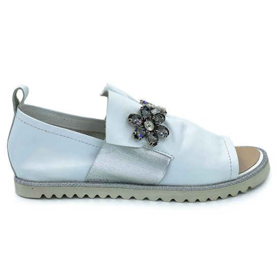 Слипоны Cover белые кожаные с открытым носом - фото 1, 