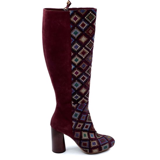 Сапоги Lucrezia Carminio замшевые бордо демисезонные - фото 1, 