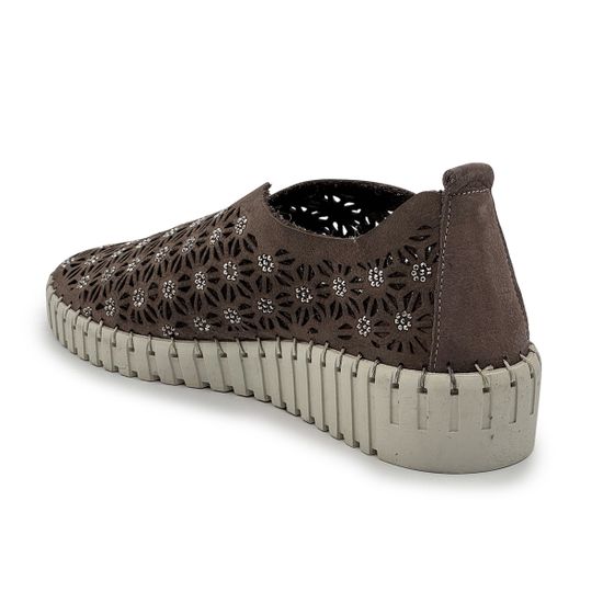 Слипоны Nila Nila коричневые из нубука с перфорацией - фото 3, ES025YA-175B NIL MORO