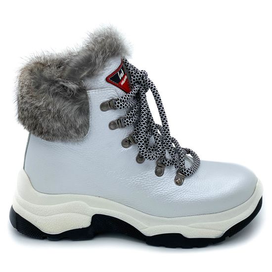 Ботинки Lab Milano белые кожаные МЕХ - фото 1, C20031 LAB BIANCO