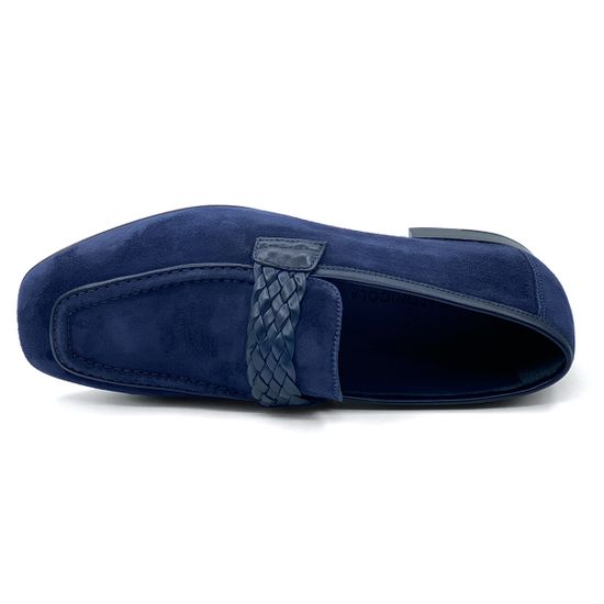 Лоферы Giampieronicola синие замшевые с кожаной плетеной перемычкой - фото 5, 