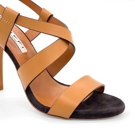 Босоножки Tiffi черно-рыжые кожаные - фото 6, 510/90 TI