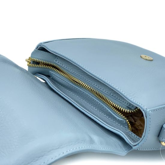 Клатч Di Gregorio голубой кожаный - фото 5, 