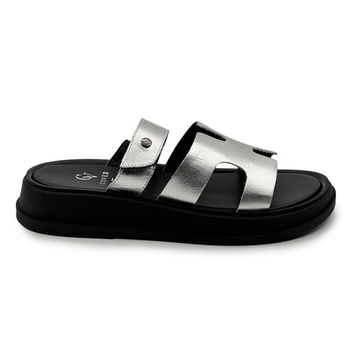 Сабо CV Cover серебристые кожаные - фото 1, 1623-10 COV ARGENTO