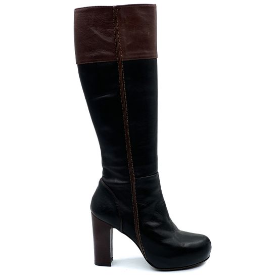 Сапоги Zamagni черно-коричневые кожаные демисезонные - фото 1, 130 ZAM