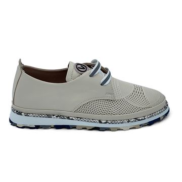 Полуботинки Lab Milano бежевые кожаные с перфорацией и шнурками - фото 1, 358225011 LAB BEIGE