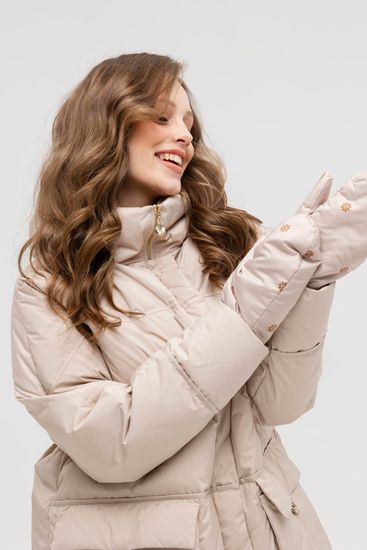 Пуховик Tuffoni светло-бежевый средней длины - фото 4,