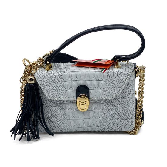 Сумка Marino Orlandi белая кожаная крокодил - фото 1, 