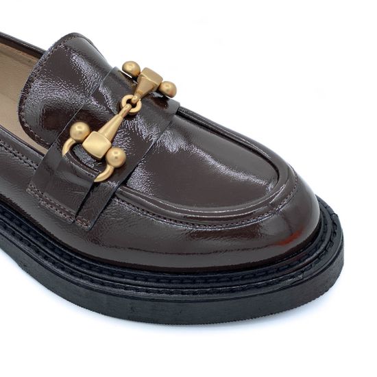 Лоферы Mimmu коричневые из лакированной кожи - фото 6, M303M10 MIM MORO