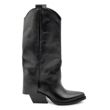 Полусапоги-казаки NILA&amp;NILA черные кожаные демисезонные - фото 1, MA1680 NIL NERO