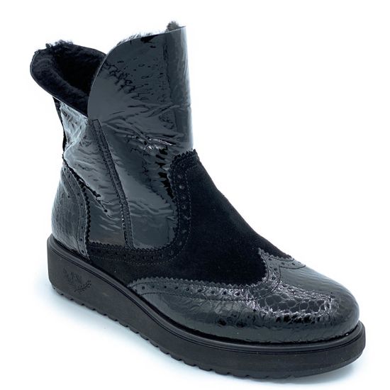 Ботинки Marzetti черные МЕХ комбинация замши и наплака - фото 2, 